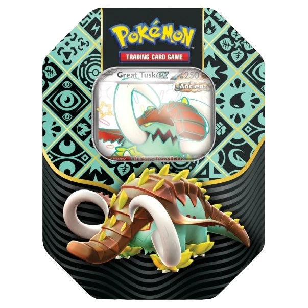 Pokémon Scarlet & Violet Paldean Fates Tin Great Tusk (Åbner live)