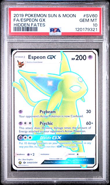 2019 POKEMON SUN & MOON HIDDEN FATES #SV60 FA/ESPEON GX HIDDEN FATES
