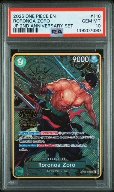 2025 ONE PIECE JAPANESE 2ND ANNIVERSARY SET #118 RORONOA ZORO