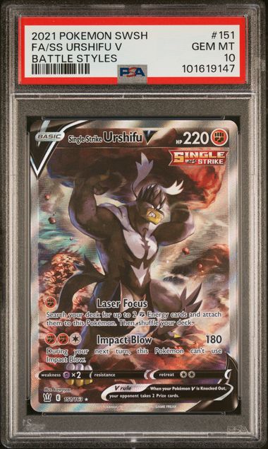 2021 POKEMON SWORD & SHIELD BATTLE STYLES #151 FA/SS URSHIFU V BATTLE STYLES